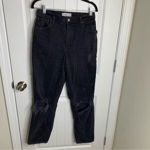 Abercrombie Fitch black‎ 90s straight ultra high rise distressed jeans size 28